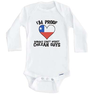 I'm Proof Mommy Can't Resist Chilean Guys Chile Flag Heart Baby Bodysuit