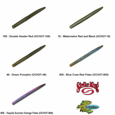 Strike King Stick Bait KVD Perfect Plastic Senko Style 7 Inch Any 5 Colors OCHO7