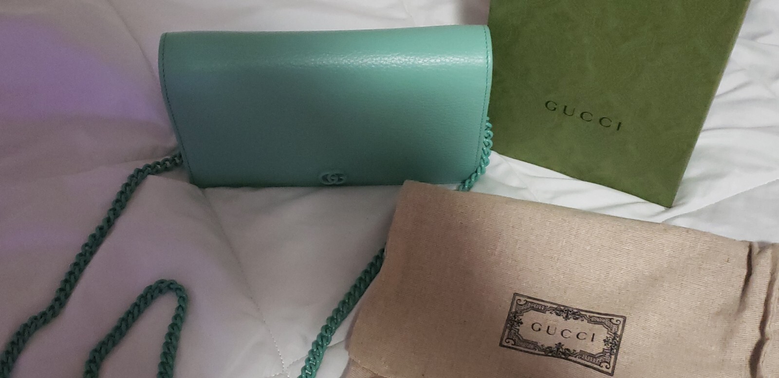 gucci women Mint Green Small Crossover bags With Chain
