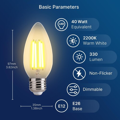 Versatile 40W Equivalent Dimmable Amber LED Bulbs for Stunning Indoor Spaces - Picture 4 of 10