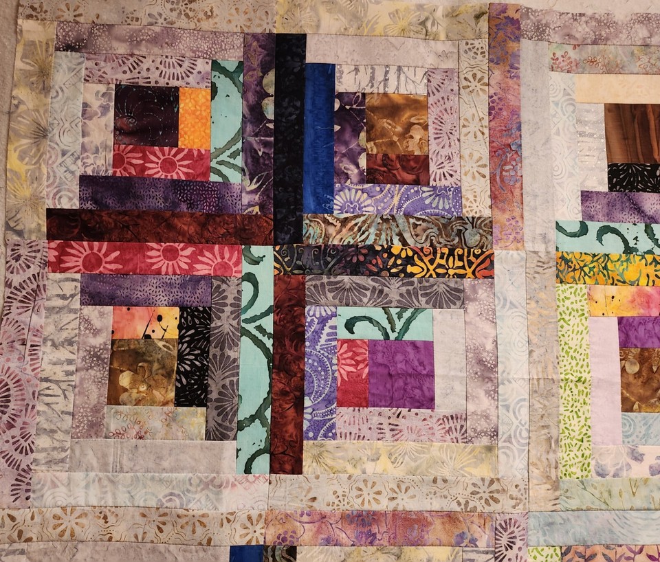 Colorful Batik Log Cabin Quilt Top eBay