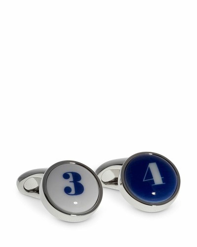BABETTE WASSERMAN Mens Blue White POLO NUMBERS Cufflinks NEW EBay