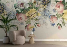 3D Retro Floral Wallpaper Wall Mural Removable Self-adhesive Sticker4760