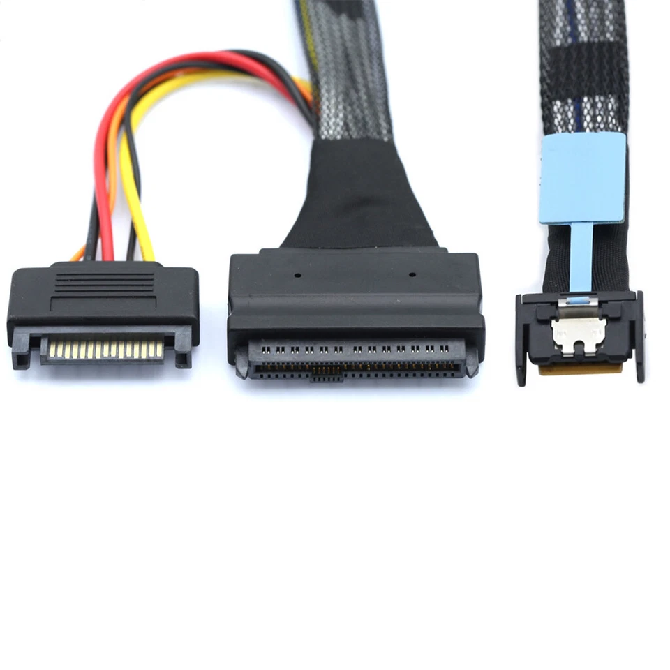 4I MCIO SATA Slimline Gen5 Cable SAS Power SFF-8654 Male with to 15P U.2 - Image 2 of 4