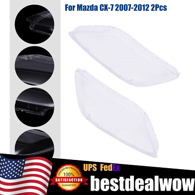 Fits 2007-2012 Mazda CX-7 Headlights Headlamp Lampshade Lens Cover Left & Right
