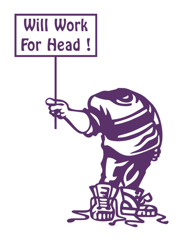 Will Work For Head Funny Vinyl Decal Sticker 43 different colors available - Foto 19 di 45
