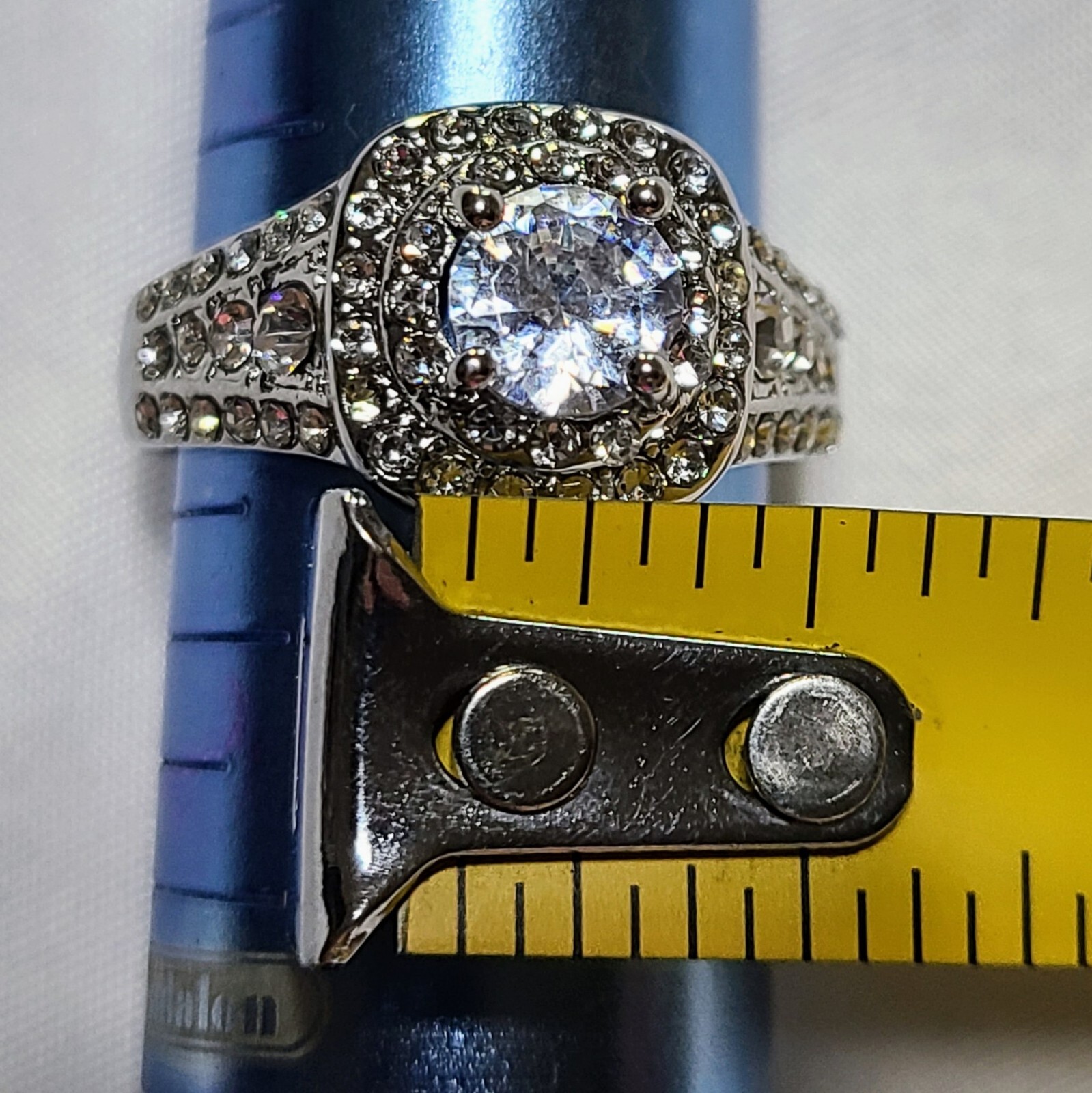 Large Statement  Marked 925 Silver Ring Size 9 Wi… - image 9