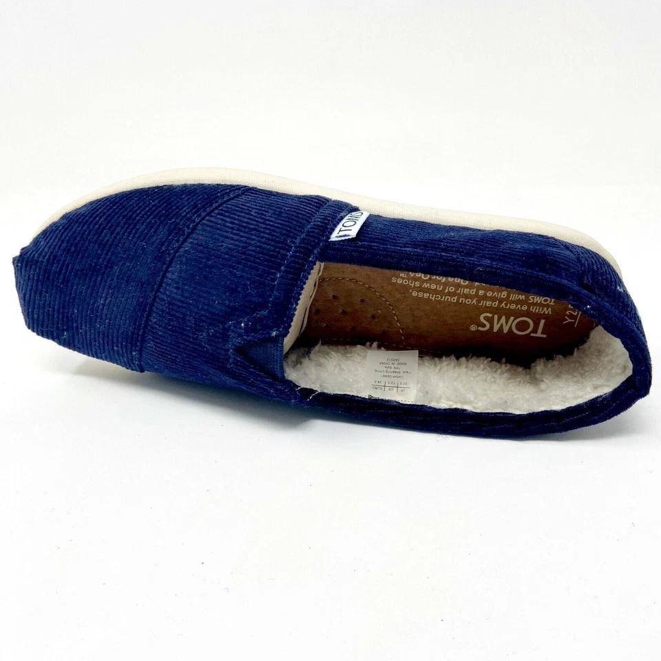 Toms Classics темно-синий вельветовый мех молодежи поскользнуться на повседневный холст туфли на плоской подошве - Изображение 4 из 4