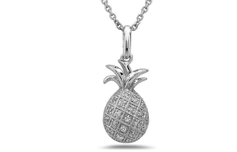 White gold pineapple necklace clearance
