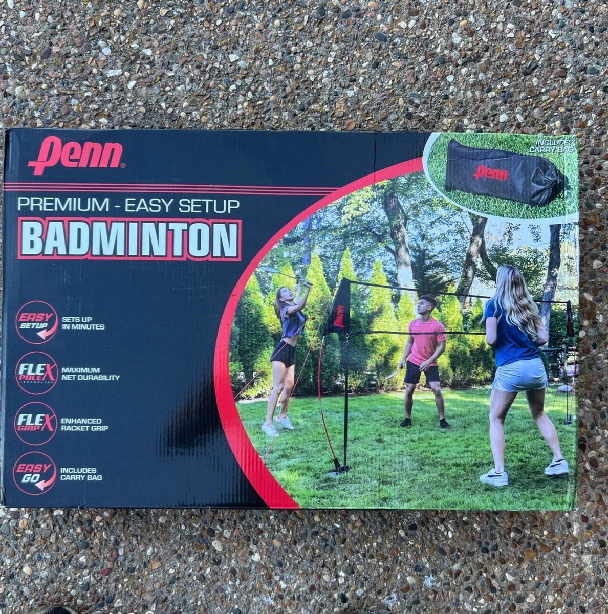 Penn Premium Easy Setup Badminton Set, Includes 4 Rackets and
