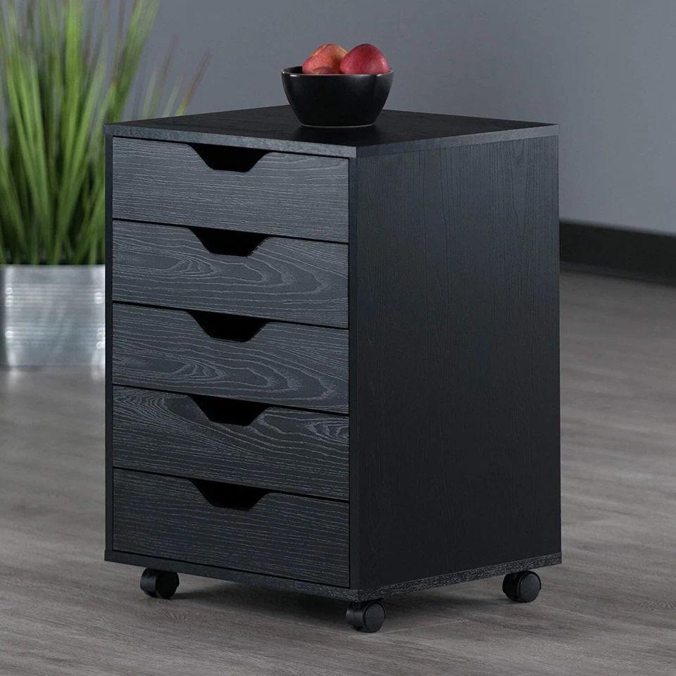 Organizador de Almacenamiento Rodante 5 Cajones Manija Recortada Hogar Cocina Gabinete, Negro Foto 4 de 4