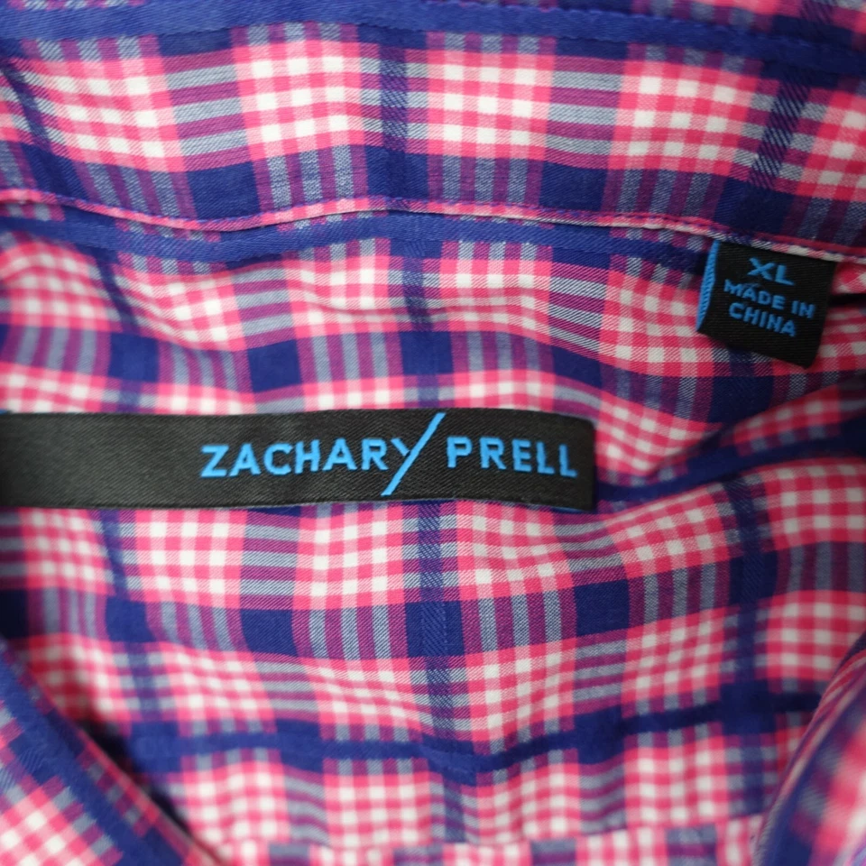 Camisa de manga larga con botones a cuadros roja azul ZACHARY PRELL para hombre talla XL Foto 3 de 4