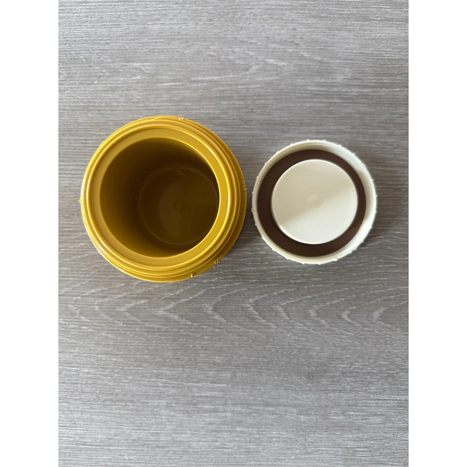 Винтажная термос King Seeley модель #1155 изолированная банка горчичный/белый сделано в США - Изображение 4 из 4