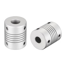10mm to 8mm Aluminum Alloy Shaft Coupling Flexible Coupler L30xD25 Silver 2Pcs