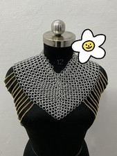 Aluminum Chainmail Top Bra With Golden Chain   Women's Medieval LARP Cosplay