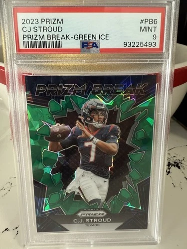 2023 Panini Prizm C.J. Stroud Prizm Break Green Cracked Ice PSA 9
