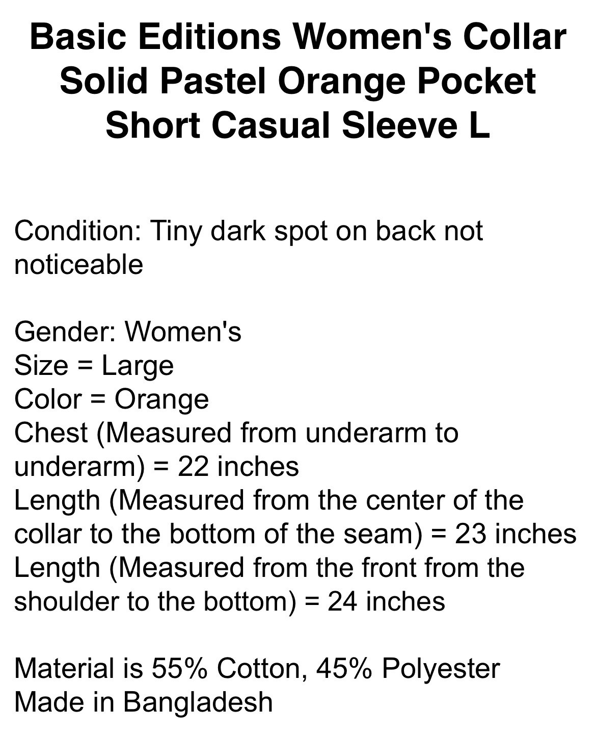 Basic Editions Women's Collar Solid Pastel Orange… - image 12