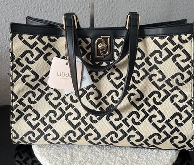 Liu Jo Handtasche VALIDA Beige, Schwarz  Goldenen Akzenten  Ca 38 X H 28 cm Neu 