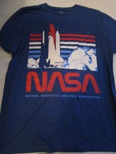 NASA Space Shuttle Graphic T-Shirt Blue Tee National Aeronautics Space Large
