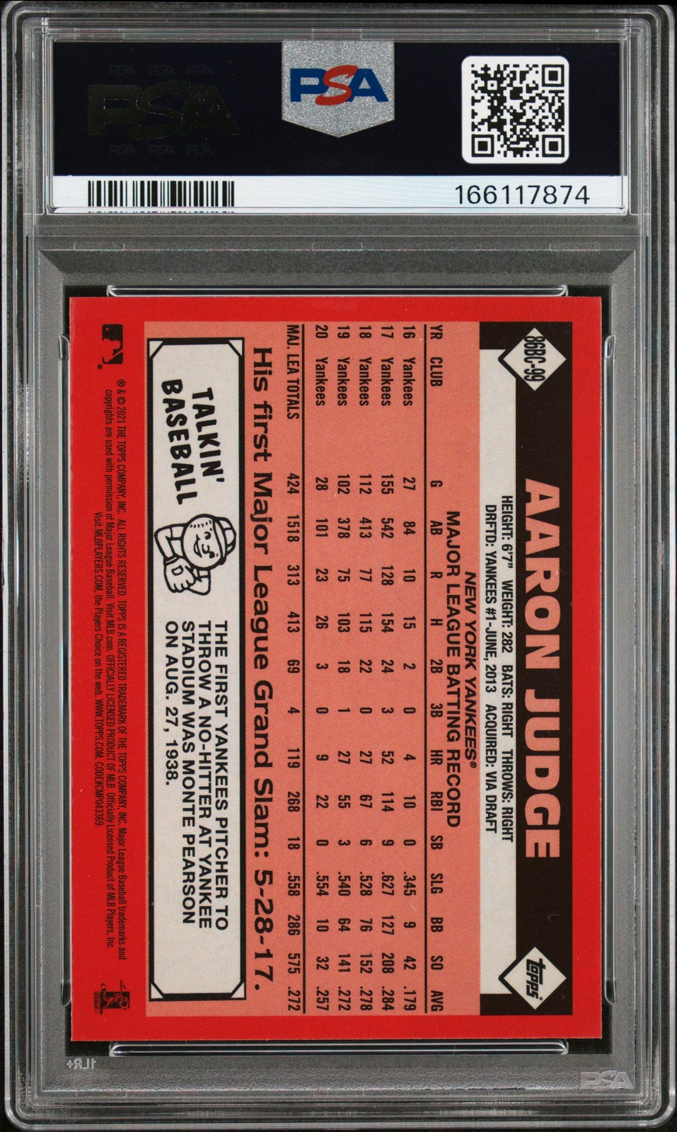 2021 TOPPS SILVER PACK 1986 CHROME PROMO #99 AARON JUDGE PSA 10 view 2