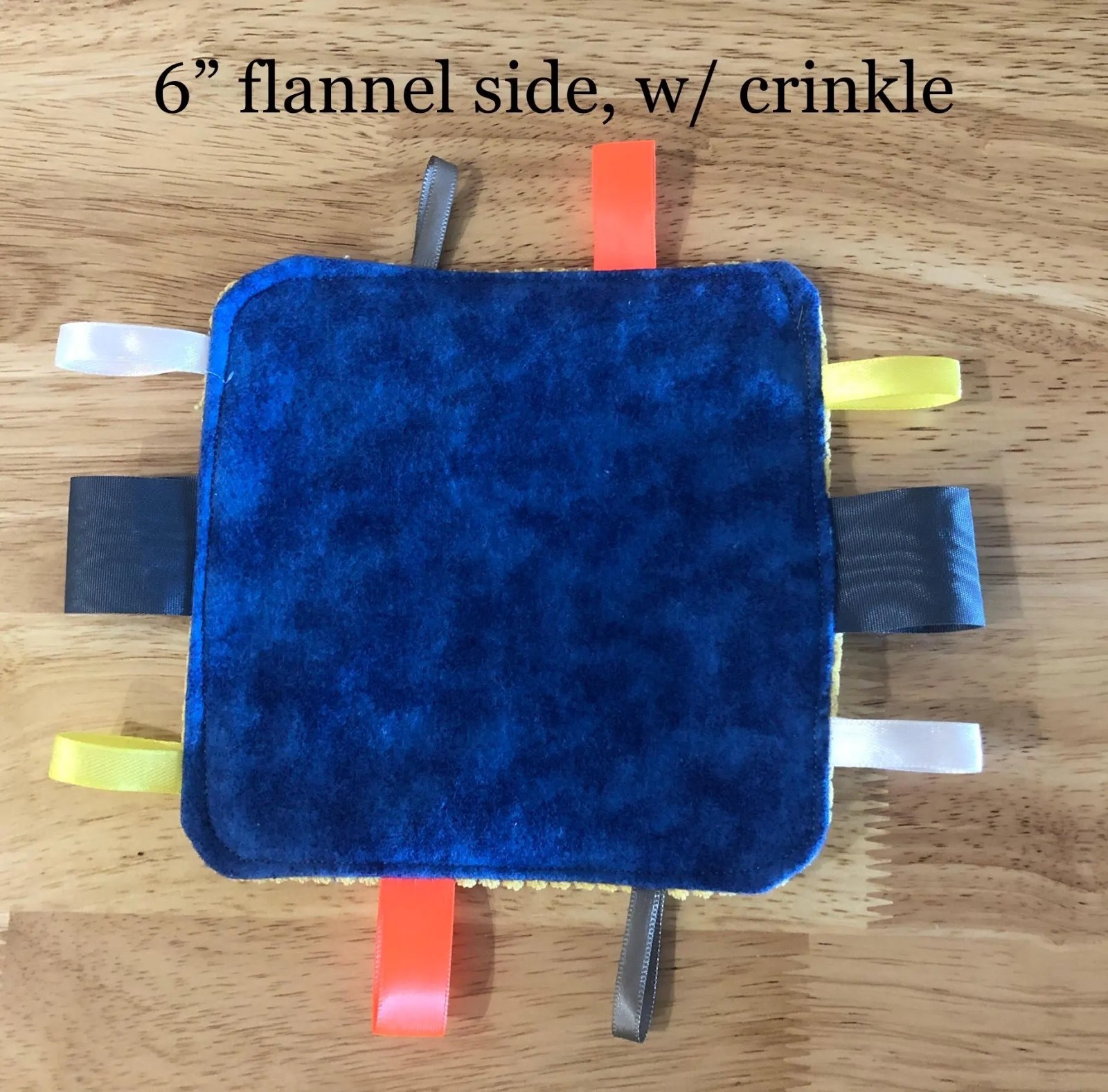 Blue/Yellow Infant Tag Toys: Crinkle Paper for Sensory or Without for Quiet Toy