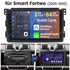 DAB+ Android 14 autoradio carplay per Smart Fortwo 451 2005-2010 navigatore GPS 2+64GB