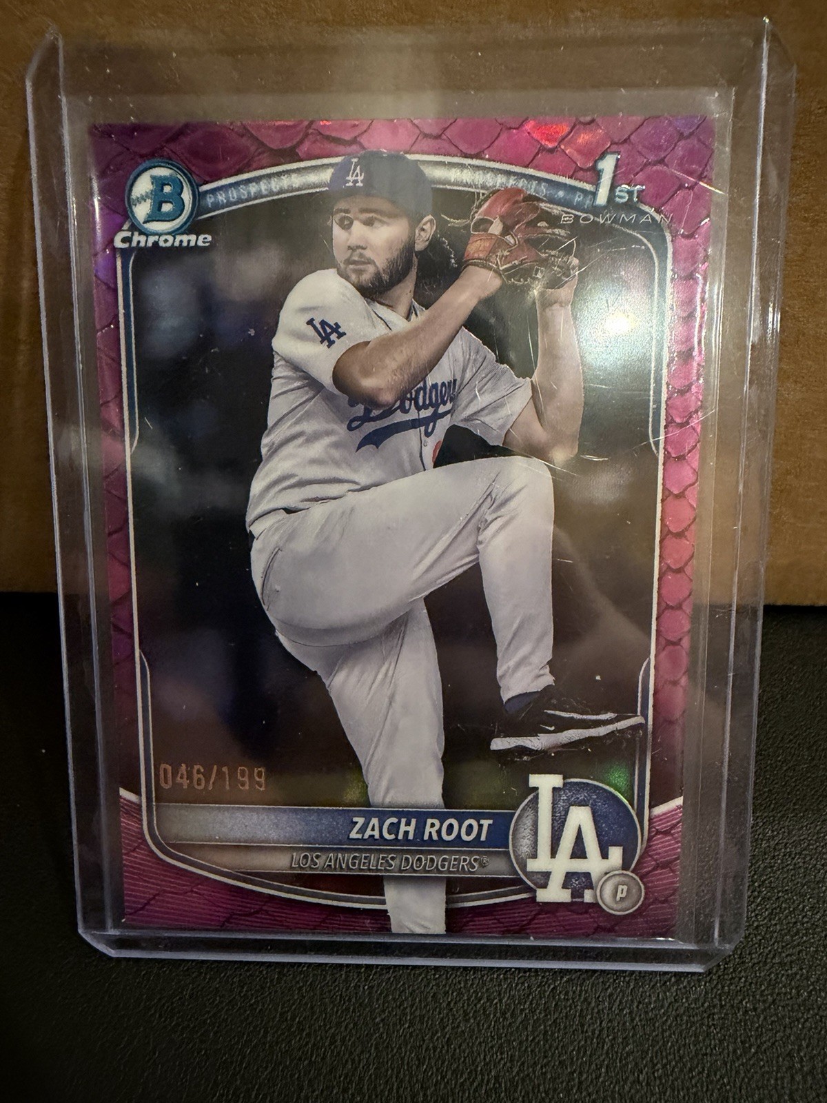 Bowman 2025 Draft Chrome Fuchsia Reptilian RC Zach Root Dodgers #BDC-22 /199