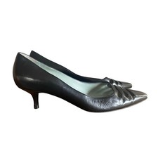 Sigerson Morrison Black Leather Kitten Heel Cutout Pumps Size 7