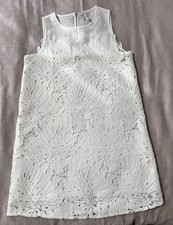 MANGO White Lace Embroidered Shift Dress Sleeveless Knee Length Size M