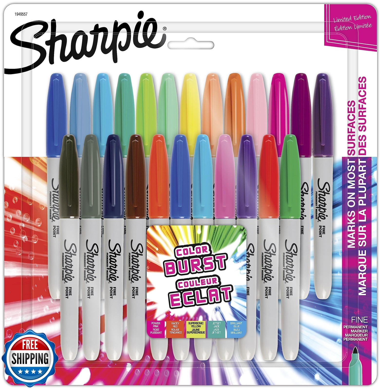 Sharpie Color Burst Permanent Markers, Fine Point, Assorted,