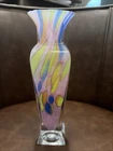 Murano Glass Vase Pink Confetti Multi Color Italy