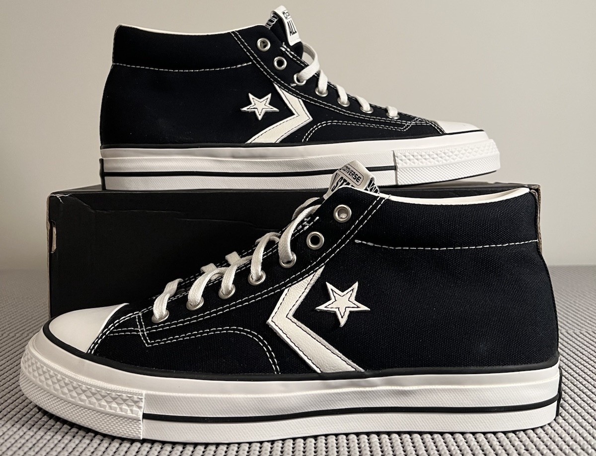 CONVERSE Star Player 76 MID TOP Vintage Black White Sneakers Men Size 10 A06920C New-image