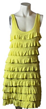 Express Yellow Ruffle Tiered Dress Womens Small Sleeveless Scoop Neck Modal