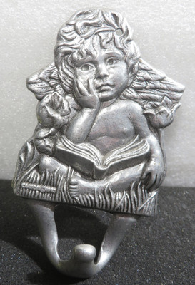 1993 Carson Pewter Angel Cherub Christmas Stocking Wall Hat, Coat, Backpack Hook