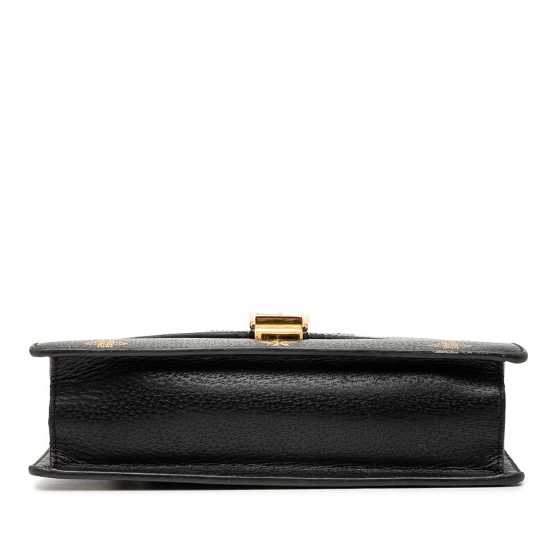 Gucci Bee Star Sylvie Handbag 524405 Black Multicolor Leather Women s GUCCI Used thumbnail 3