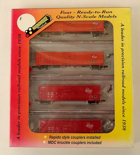 Roundhouse 89447 Ready to Run Milwalkee Road Box Car Set 4 Wagen Spur N | Zustand: Used