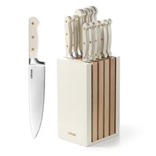 11 Pieces Knife Set with Block for kitchen, Stainless Steel Razor-Sharp Blade...
