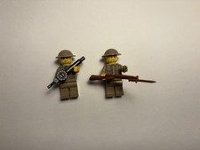 Lego Custom Brickmania lot of two British soldiers with Lewis gun And SMLE