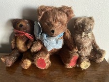 Antique Vintage Small Teddy Bears, Lot of 3- 4.5-7 Limb Jtd Bit Tattered Cute