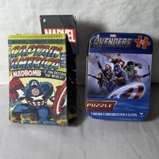Marvel Captain America Wallet Avengers Puzzle Tin Set Kids Gift