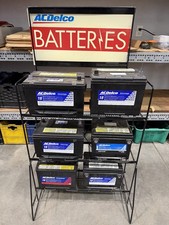 Vintage Ac Delco Battery Display Rack - 6 Plastic Ac Delco Display Batteries