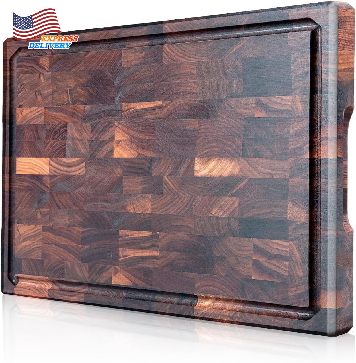 Large Cutting Board Premium Walnut Chopping Board for Kitchen with Juice Slot