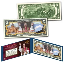 POPE LEO XIV 1st American Born Pope Official Authentic Legal Tender U.S. $2 Bill