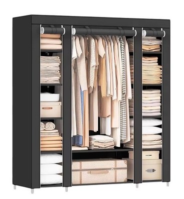 Portable Wardrobe Closet 69 Inch Clothes Rack Nonwoven Cover Storage Rack