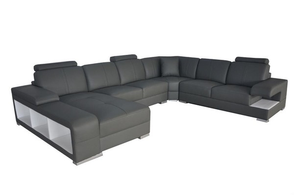 Wohnzimmer Sofa Couch Leder Polster Eck Sitz Garnitur U Form Wohnlandschaft +Usb-image