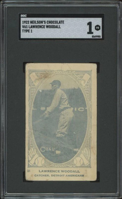 #ad 1922 NEILSON#x27;S CHOCOLATE LARRY WOODALL 21 POOR V61 TYPE 1 SGC 1 DETROIT TIGERS $180.00