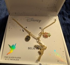 Fine Silver Plated Tinkerbell Disney Pendant Necklace