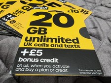 Giff Gaff 10 SIM Cards Sealed Brand New UK Seller