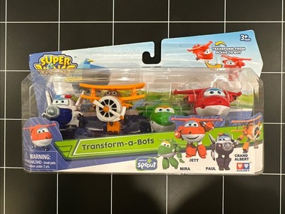 Super Wings 2  Transform-a-Bots Jett, Paul, Mira, & Grand Albert 4 Pack