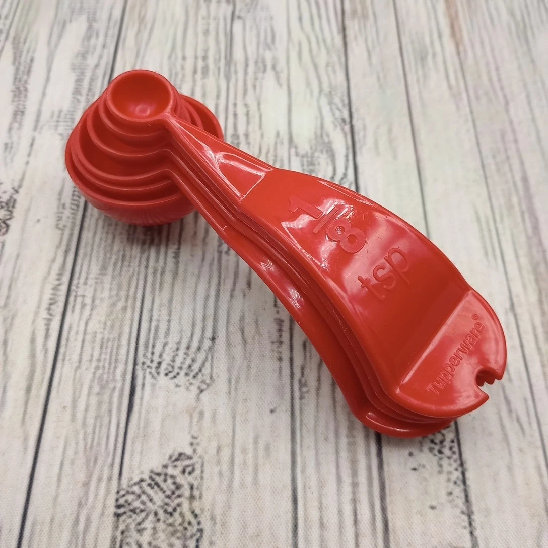Tupperware Measuring Spoons Curved Complete Spoon Red Set of 6 NO D-Ring
Opens in a new window or ta